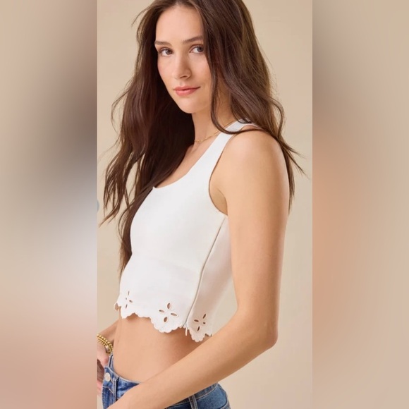 Altar'd State Callan Floral Cami White Sleeveless Crop Top - Picture 6 of 6